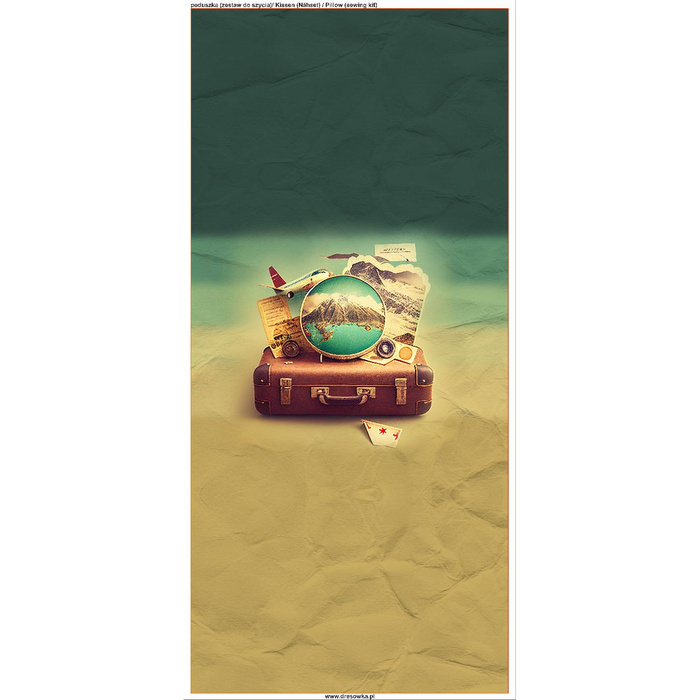 PILLOW 45X45 - TRAVEL TIME PAT. 2 - Cotton woven fabric - sewing set