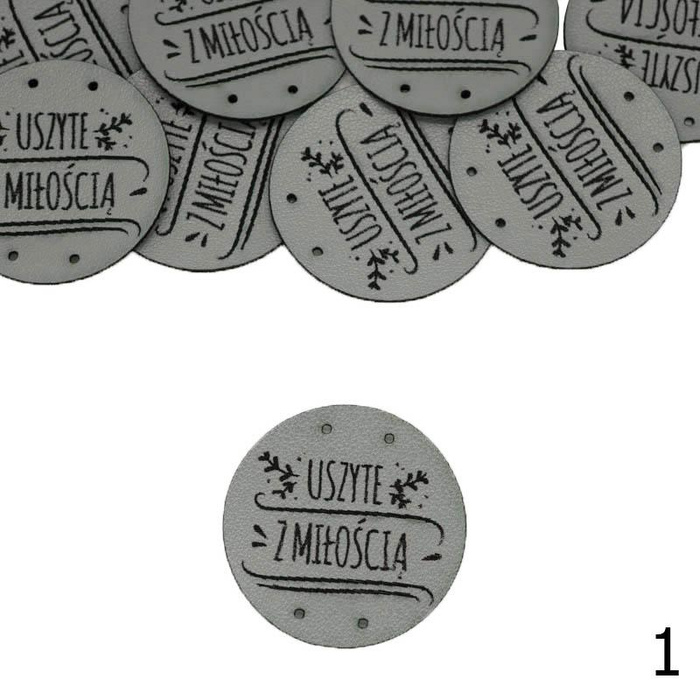 Label „USZYTE Z MIŁOŚCIĄ'' Durchmesser 3 cm - Farben nach Wahl