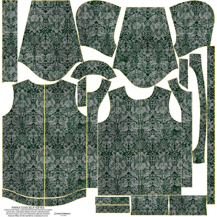 KINDERPARKA (ARIEL) - ZAUBER DAMASCO m. 1 (ZAUBERSCHULE) / grün - Softshell (158-164)