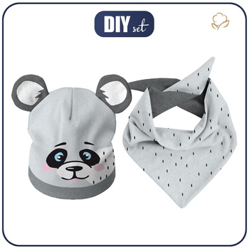 DĚTSKÁ ČEPICE A ŠATKA (TEDDY) - PANDA AMELKA 44-47