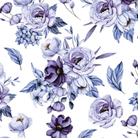 WATERCOLOR BOUQUET Pat. 2 (Very Peri) - Viscose jersey