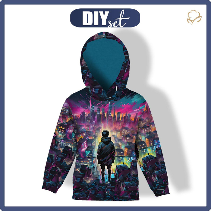 KID'S HOODIE (ALEX) - NEON GALAXY pat.6 - sewing set (110/116)