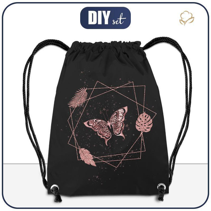 GYM BAG - BUTTERFLY / rhombuses (GLITTER BUTTERFLIES) - big