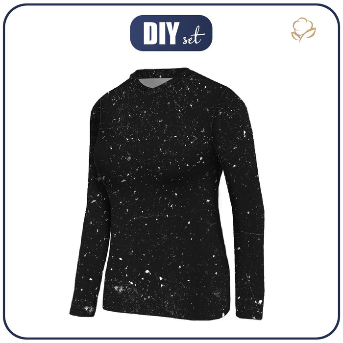 DAMEN THERMO BLUSE (PATTY) - BETON / schwarz - Nähset XS