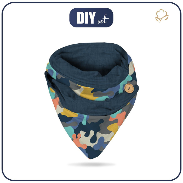 BUTTON SCARF - CAMOUFLAGE COLORFUL pat. 2 - sewing set