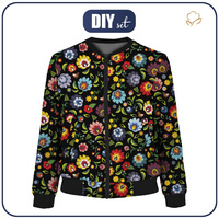 WOMEN’S BOMBER JACKET (KAMA) - LOWICZ FOLKLORE / black - sewing set L