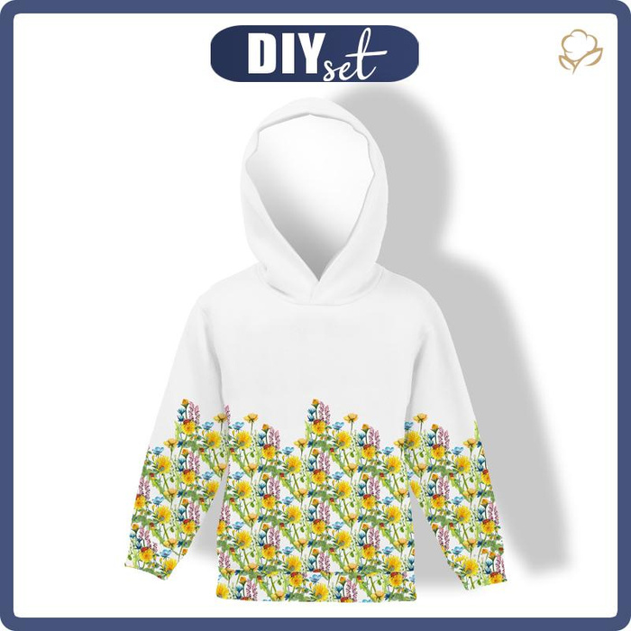 KID'S HOODIE (ALEX) - LADYBIRDS IN THE MEADOW (IN THE MEADOW) - looped knit fabric (122/128)