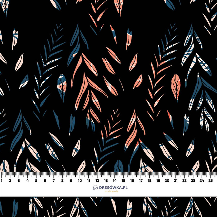 LEAVES PAT. 3 / BLACK - Cotton woven fabric