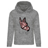 CLASSIC DAMEN HOODIE (POLA) - BEAUTY BUTTERFLY (GLITTER SCHMETTERLINGE) / ACID WASH GRAU - Sommersweat - XL