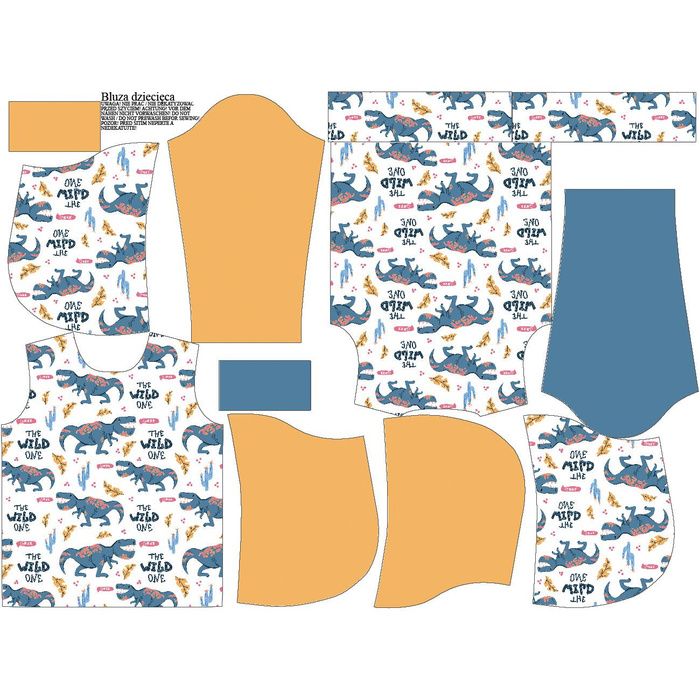 KID'S HOODIE (ALEX) - DINO / THE WILD ONE PAT. 2 - looped knit fabric (110/116)