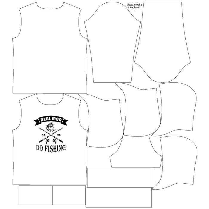 MEN’S HOODIE (COLORADO) - DO FISHING / melange light grey - sewing set 