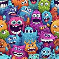 CRAZY MONSTERS M. 3 - Baumwoll Webware