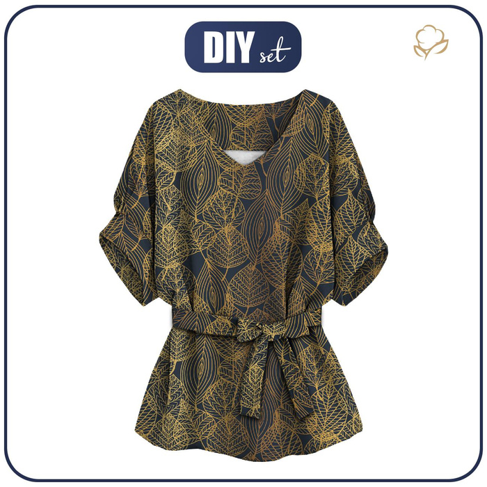 BLUZKA TYPU KIMONO - GOLD LEAVES wz. 2 - zestaw do uszycia XXL-XXXL
