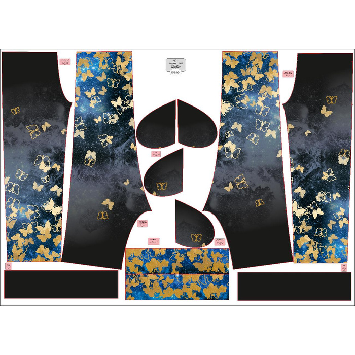 KID'S JOGGERS (ROBIN) - BUTTERFLIES / gold - sewing set (98/104)