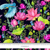 KINGFISHERS AND POPPIES (KINGFISHERS IN THE MEADOW) / black - looped knit fabric with elastane ITY