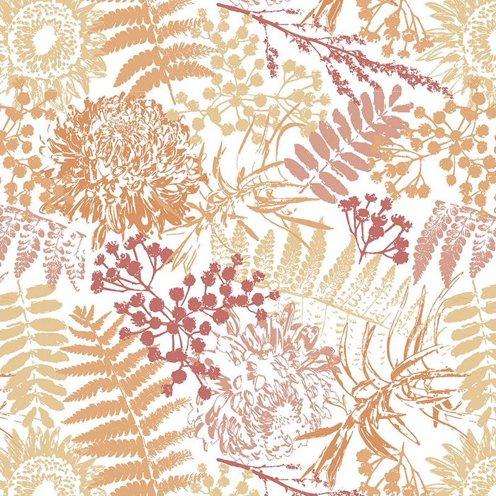 GOLDENE FARNBLÜTEN / weiß - HOME DECOR PREMIUM Webware