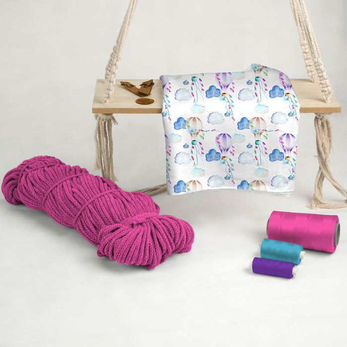 HOT AIR BALLOONS (COLORFUL TRANSPORT) - looped knit fabric