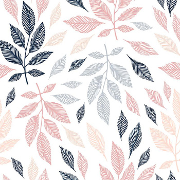 PASTEL LEAVES - Cotton woven fabric