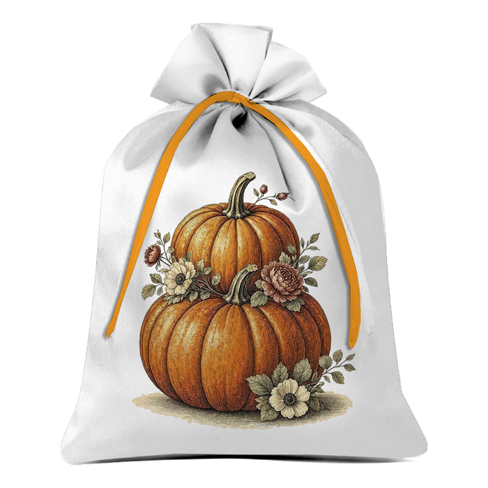 Gift pouches - PUMPKINS & FLOWERS - sewing set - SMALL