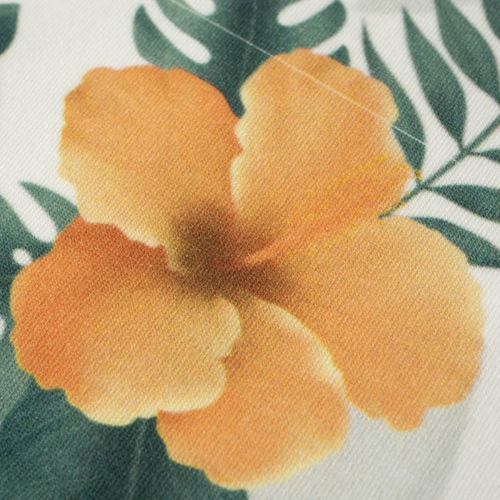 HIBISCUS Pat. 2 / yellow - single jersey with elastane