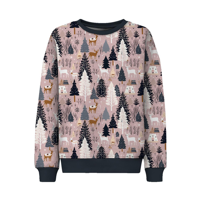 Pink Vintage Christmas wz. 4 - brushed knitwear with elastane ITY