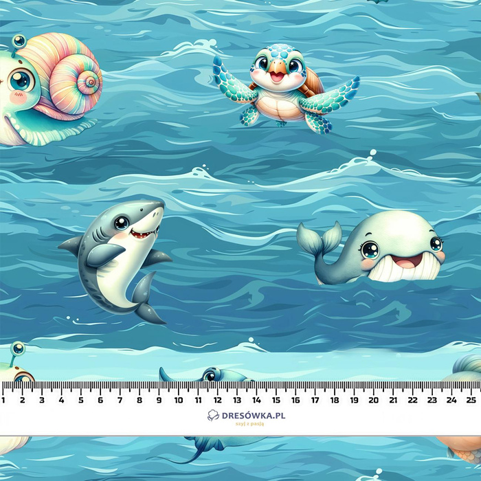 SEA ANIMALS WZ. 1- Welur tapicerski