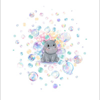 CUTE HIPPO - PANEL (60cm x 50cm)