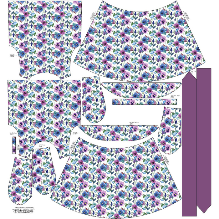 SUKIENKA "EMMA" - BRATKI (KWITNĄCA ŁĄKA) - Jersey wiskozowy z elastanem XXL