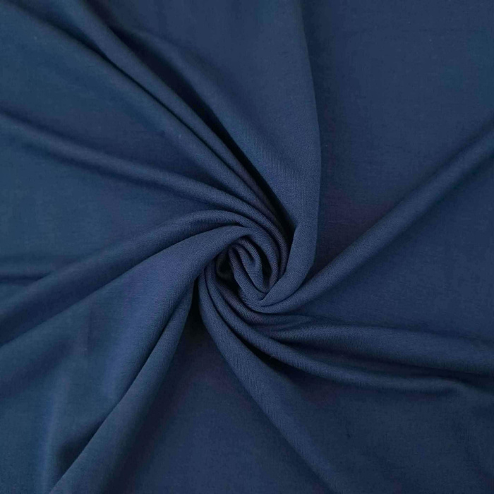 100CM Viskózová Smyčková Teplákovina - NAVY (D-28)