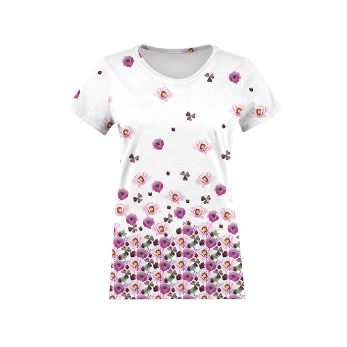 WOMEN’S T-SHIRT - FLOWERS AND CLOVER (IN THE MEADOW) - single jersey XXL