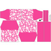 Carmenausschnitt Bluse (VIKI) - BLUMEN (Motiv 2 weiß) / fuchsia - Nähset -134-140