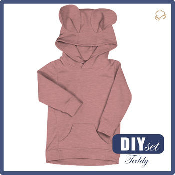 KINDER HOODIE TEDDY (PARIS) - MELANGE ROSENQUARZ - Nähset