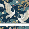 100CM Japanese Garden wz.3  (birds/smaragd)- Slub Weave