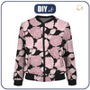WOMEN’S BOMBER JACKET (KAMA) - PINK ROSES PAT. 5 / black - sewing set S