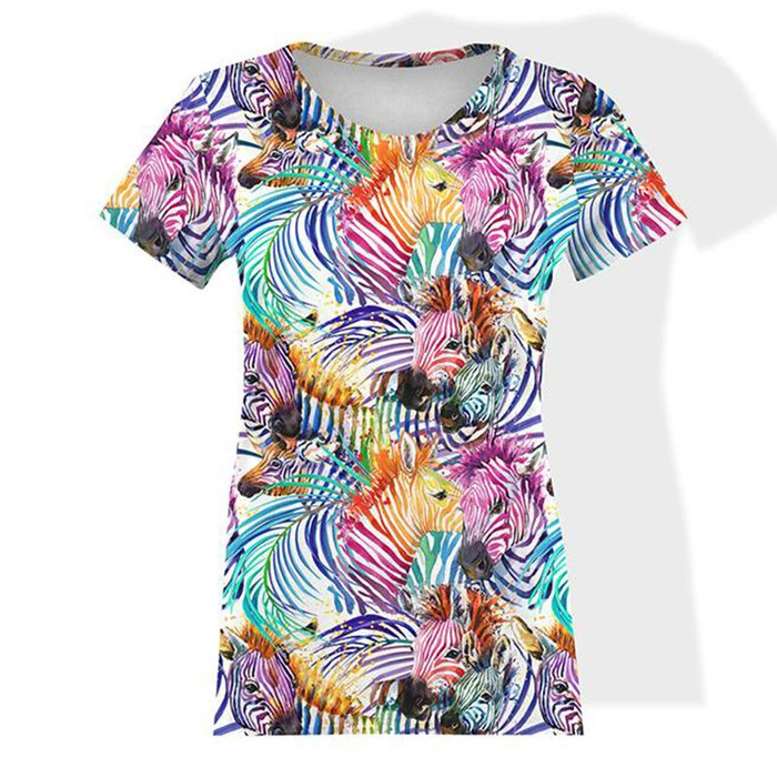 DÁMSKÉ TRIČKO - DUHOVÉ ZEBRY - single jersey S