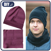 Czapka i komin TUBA - BAKŁAŻAN (RIB Jersey) - DIY Set