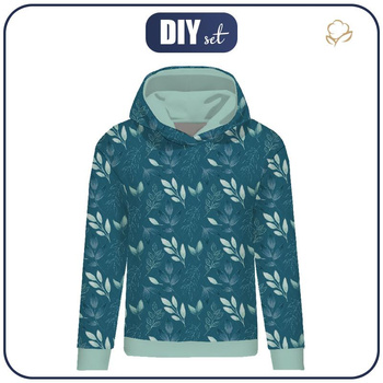 CLASSIC WOMEN’S HOODIE (POLA) - LEAVES pat. 9 - looped knit fabric