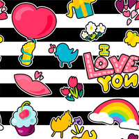 COLORFUL STICKERS PAT. 4 - Cotton woven fabric