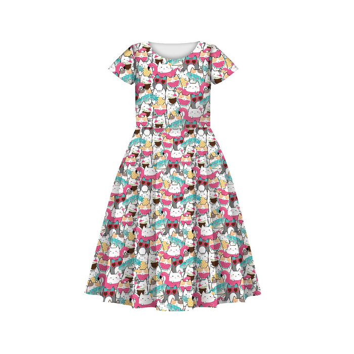 KID'S DRESS "MIA" - SUMMER CATS PAT. 1 - sewing set (110/116)