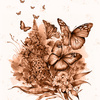 BEAUTIFUL BUTTERFLY WZ. 1 / peach fuzz - Paneel (60cm x 50cm) bavlněná tkanina