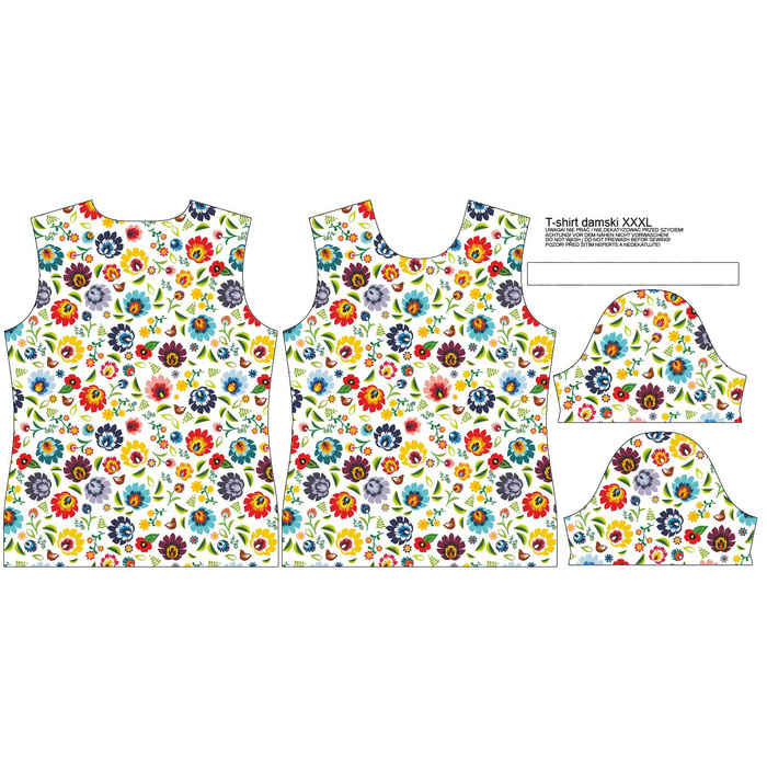 DÁMSKÉ TRIČKO - FOLK ŁOWICKÝ / bílá - single jersey XXL