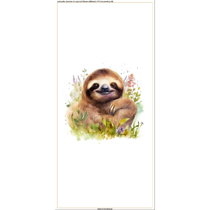 POLŠTÁŘ 45x45 - WATERCOLOR SLOTH VZ. 2 - Panama 220g - Sada šití