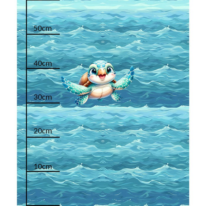 TURTLE (SEA ANIMALS pat. 1) - panel (60cm x 50cm) Cotton woven fabric