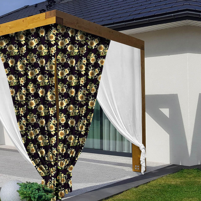 SUNFLOWERS PAT. 6 / black - looped knit fabric with elastane ITY