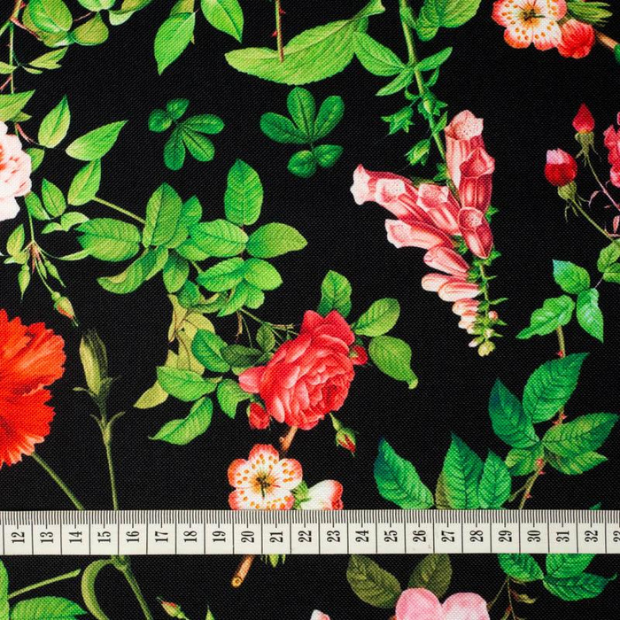 ROSES AND LEAVES (PARADISE GARDEN) - single jersey with elastane ITY