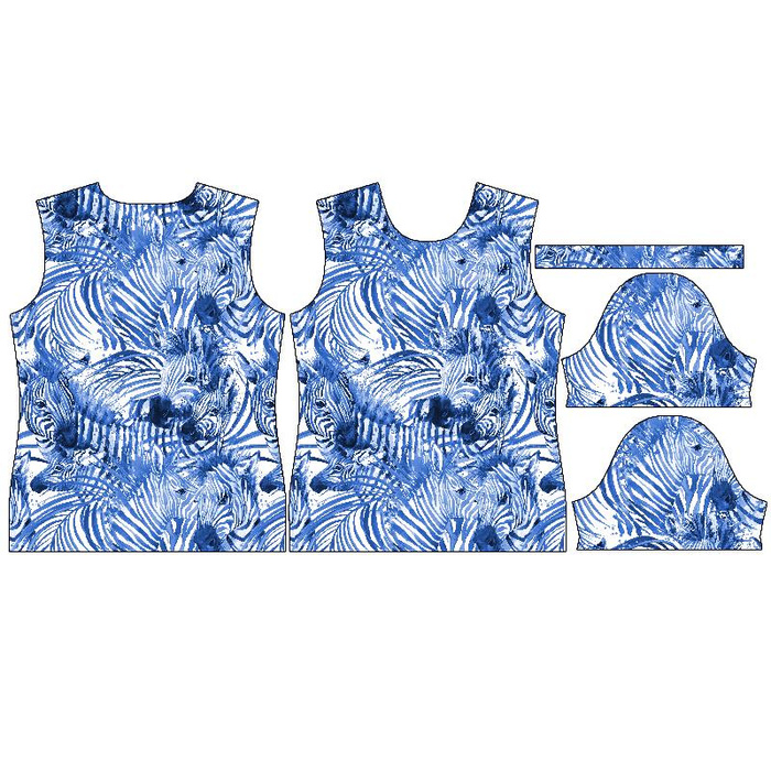 DÁMSKÉ TRIČKO - ZEBRY (CLASSIC BLUE) - single jersey XXL
