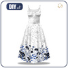 DRESS "ISABELLE" - FLOWERS (pat. 5 navy) / white - sewing set XXL