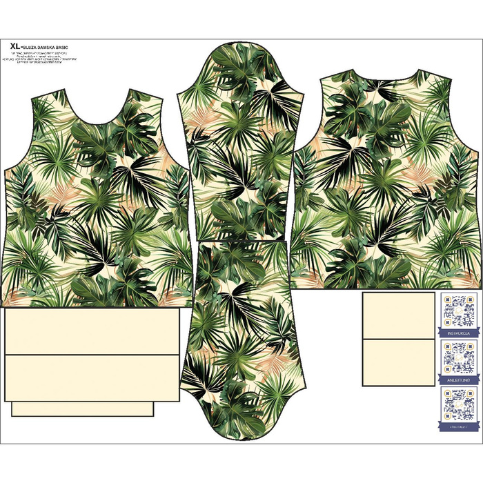 BLUZA DAMSKA (HANA) BASIC - MONSTERA wz.9 - ZESTAW DO USZYCIA