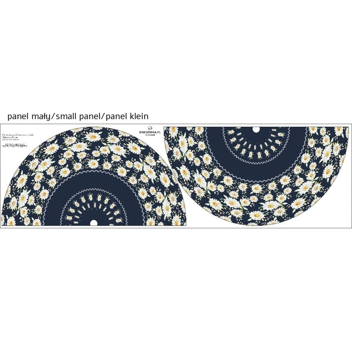 Small circle skirt panel - CREPE - DAISIES PAT. 2 / dark blue