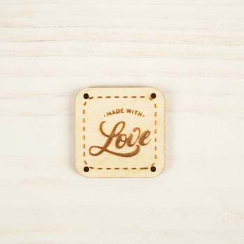 Metka drewniana kwadratowa - MADE WITH LOVE / wz. 5
